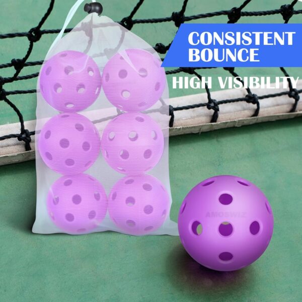 Indoor Pickleball Balls, 6 Pack of 26 Holes Pickleballs, Indoor Pickleballs Set, High Visibility Durable Pickle Balls for Training and Tournament
