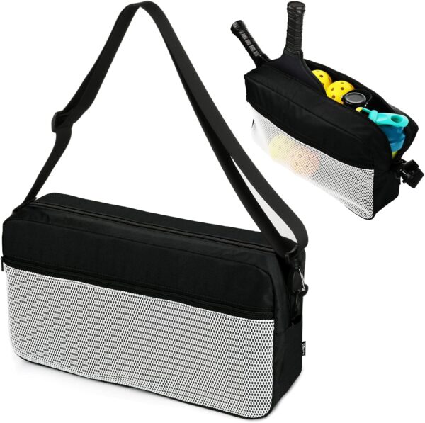 Cosmos Pickleball Bag for Men Women, Portable Pickleball Sling Bag Paddles & Balls Storage Pouch with Adjustable Shoulder Strap and Mesh Pocket, Sport Equipment Accessories