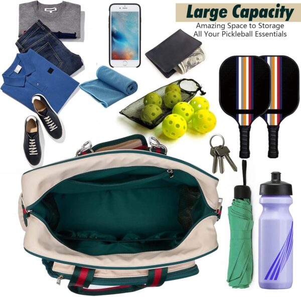 Pickleball Bags for Women, Pickleball Bag Tote with Front Pocket Fits 2 Paddles, Cute Pickleball Paddle Bag with Fence Hook & Shoulder Strap, Pickleball Gifts Accessories for Women Ladies