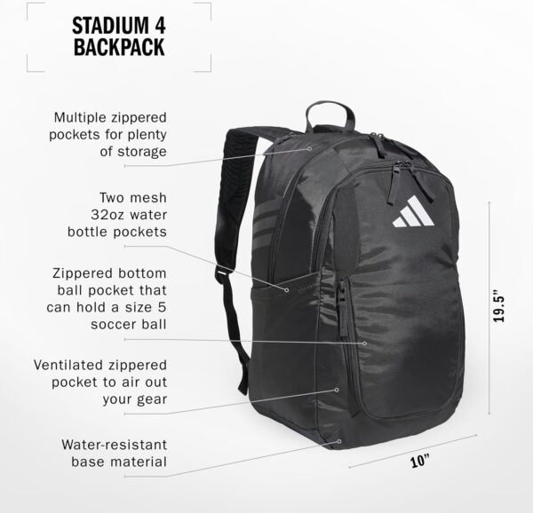 adidas Stadium Team Sports Backpack for Men and Women (36l) Durable Athletic Laptop Bag, Dark Grey/4.0, One Size