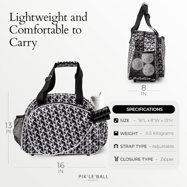 Pik’le’Ball Sport Premium Women's Pickleball Bag – Stylish and Versatile Sports Bag with Water Bottle Holder, Padded Paddle Pocket, and Spacious Design (fits 2+ Paddles!)