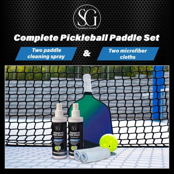 Pickleball Paddle Cleaner Spray - Removes Dirt, Ball Residue, Scuff Marks- EPA Safer Ingredients, Pickleball Accessories, Pickleball Gifts, Presidents Day Deals - 8 FL Oz (Cloth & Thumb Tape Included)