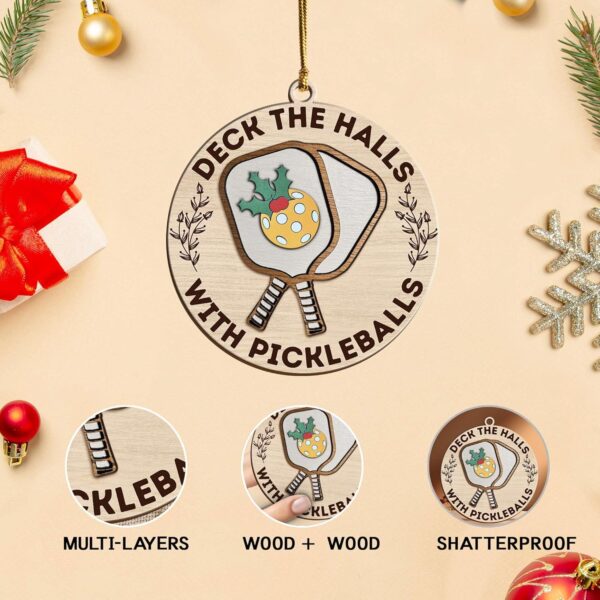 Wooden Pickleball Ornaments - Christmas Tree Decor, Gifts for Pickleball Lovers