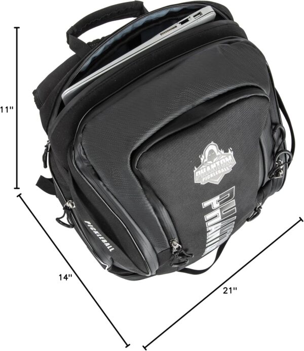 Backpack Professional Tour Bag – 21 x 14 x 11 Inches Large Capacity Pickleball Bag with Padded Straps, Shoe Compartment, Laptop Sleeve – Insulated Backpack for Pickleball Equipment