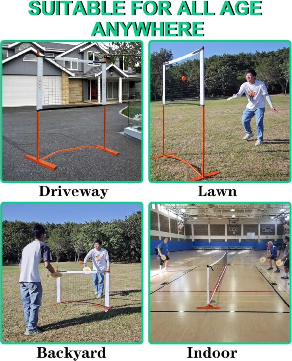 Zdgao Small Pickleball Net Set- 10FT Mini Pickleball Net, 4FT Adjustable Height Dink Training Rebounder Net with Outdoor Pickleballs, Paddles Set of 2 and Carry Bag for Driveway, Backyard