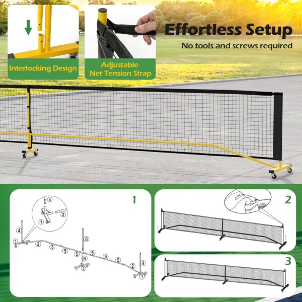 Goplus Portable Pickleball Net, 22FT Regulation Size Pickle Ball Net System with Strong Metal Frame, PE Net, Carry Bag, Ideal for Outdoor Indoor Driveway Backyard