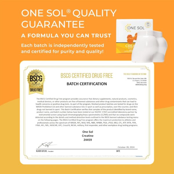 One Sol Creatine for Women Booty Gain, All Natural Women's Creatine Powder with Creapure, Increase Lean Muscle Mass, Reduce Recovery Time, Promotes Brain & Bone Health (Unflavored, 100 Servings)
