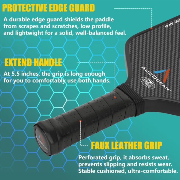 Pickleball Paddles,2025 Carbon Fiber Pickleball Paddle,3K Raw Carbon Fiber Surface with High Grit and Spin,T700SC Racket with High Level of Power Control & Balance,USAPA Approved