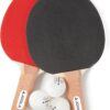 JOOLA Essentials Duel 2-Player Table Tennis Racket Set with 2 Ping Pong Paddles & 3 Balls - Pips Out Hardbat Ping Pong Rackets Great for All Playing Levels & Ages - White Ping Pong Balls