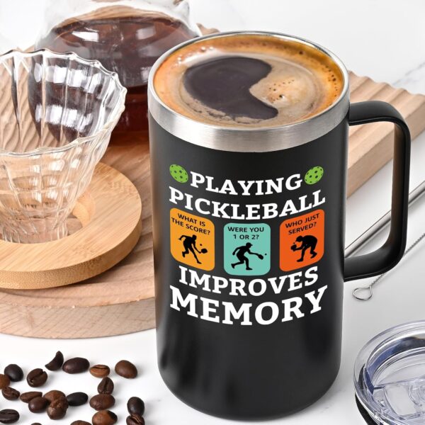 Lifecapido Pickleball Gifts, Playing Pickleball Improves My Memory 20 oz Insulated Coffee Mug, Pickleball Gifts for Men, Birthday Christmas Gifts for Pickleball Players, Pickleball Lovers, Black