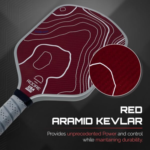 Red Aramid Kevlar® Pickleball Paddle Racket - Thermoformed and Edge Foam Injected Hybrid Shape 16mm Pickleball Paddles - USAP Approved USAPA for Pickleball Rackets (Hybrid, Aramid)