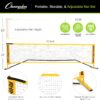 Champion Sports Adjustable Sport Net: Portable Sport Game Net for Volleyball, Tennis, Pickleball, and Badminton - Multiple Widths