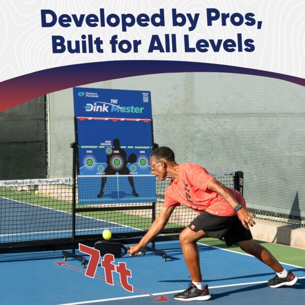 Enhance Pickleball Dink Master, Portable Pickleball Trainer, Dink Master Pickleballs Practice Board for Solo Training, Adjustable Pickle Ball Rebounder, Dinkmaster Pickleballs Board with Stand