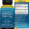 Omega 3 Fish Oil Supplement for Women and Men - 2500 mg Triple Strength Fish Oil Pills with Re-Esterified Omega 3 Fatty Acids including EPA, DHA DPA - 180 Pescatarian-Friendly Softgels
