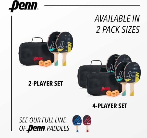 Penn 5.0 Professional Ping Pong Paddles - Choose Single Table Tennis Paddle, or Deluxe 2 or 4 Player Kit with Balls and Storage Case
