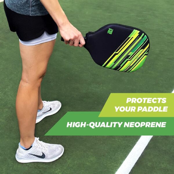 Neoprene Pickleball Paddle Cover - 2 Pockets - Fence Hook - Universal Size Case - Protective, Durable Sleeve - Protect Your Paddle from Scratches, Dings, Dents …