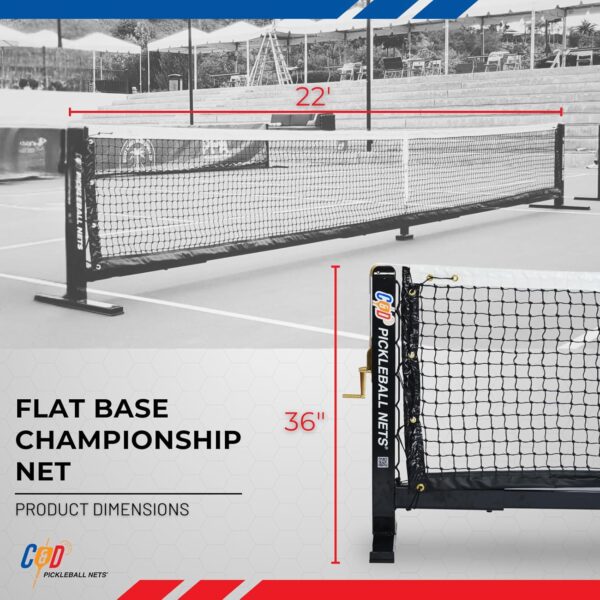 C & D Pickleball Nets Flat Base Championship Net with Heavy Duty Steel Frame, Adjustable Tension, Indoor/Outdoor Use, 10-Year Warranty, Net