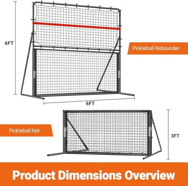2-in-1 Pickleball Rebound Net & Pickleball Practice Trainer – 6x6FT Training Equipment Aid, Pickle Ball Trainer, Pickle Ball Machine for Dinks, Backhands, Volleys, Coordination, Kitchen, Ball Control