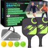Carbon Fiber Pickleball Paddles - Graphite Pickleball Paddles Set of 2, Polymer Honeycomb Core, 4 Pickleballs, Anti-Slip Sweat-Absorbing Grip, Professioner Paddle Ball Set for Pickleball Players