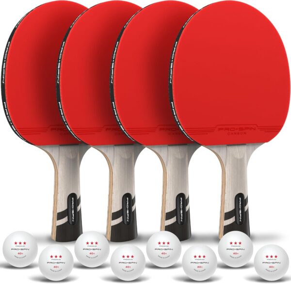 PRO SPIN Ping Pong Paddles - Professional Level Table Tennis Rackets with Carbon Fiber for Superior Control | 7-Ply Blade, Premium Rubber, 2.0mm Sponge | Includes Protector Case