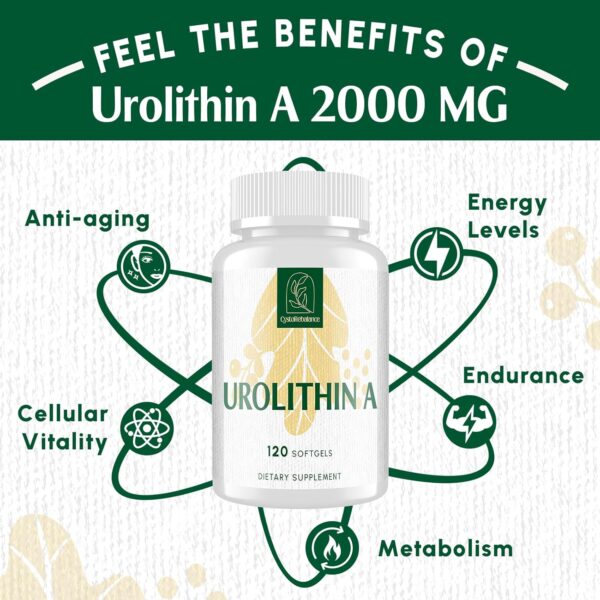 Urolithin A Supplement 2000MG - for Healthy Aging, Antioxidants and Mitochondrial Support - High Purity & Potency - 120 Softgels - 2 Month Supply
