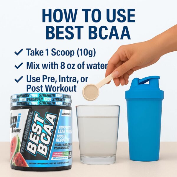 BPI Sports Best BCAA - BCAA Powder Post Workout Sports Drink with Branched Chain Amino Acids for Hydration & Recovery, for Men & Women - Watermelon Ice - 30 Servings