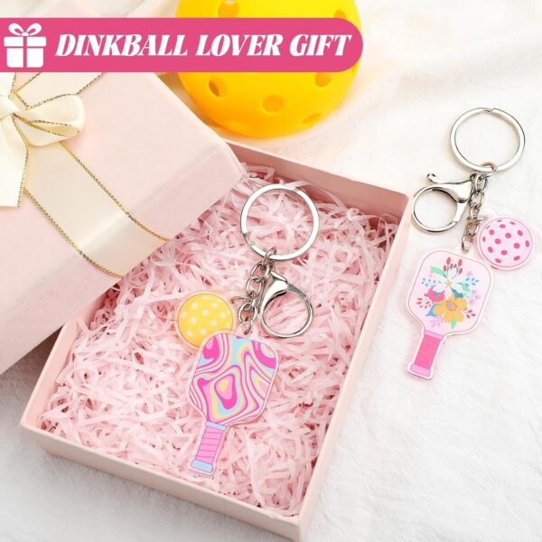 Sureio 24 Pcs Dinkball Keychain for Women Dinkball Party Favors Sports Aesthetic Key Fob Funny Acrylic Keychain Gift for Dink Sport Lover