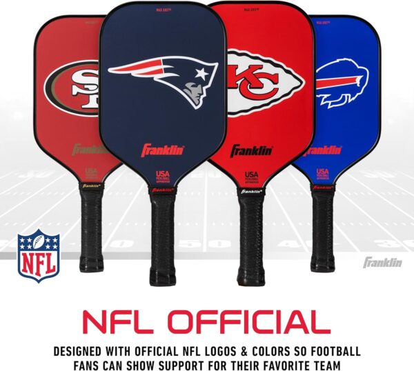 Franklin Sports NFL Pro Pickleball Paddle – 13MM Signature Series Pro Pickleball Paddle with MaxGrit Surface - Official NFL Team – USAP Approved - Premium Quality - Authentic NFL Team Logos