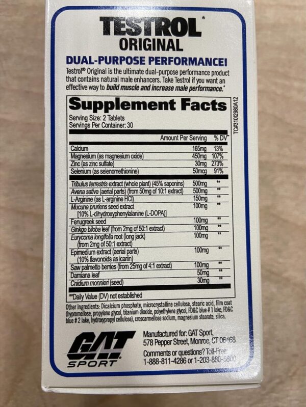 GAT Sport Testrol Original Test Booster | Male Performance, Vitality, Tribulus, Zinc, Magnesium | 60 Capsules