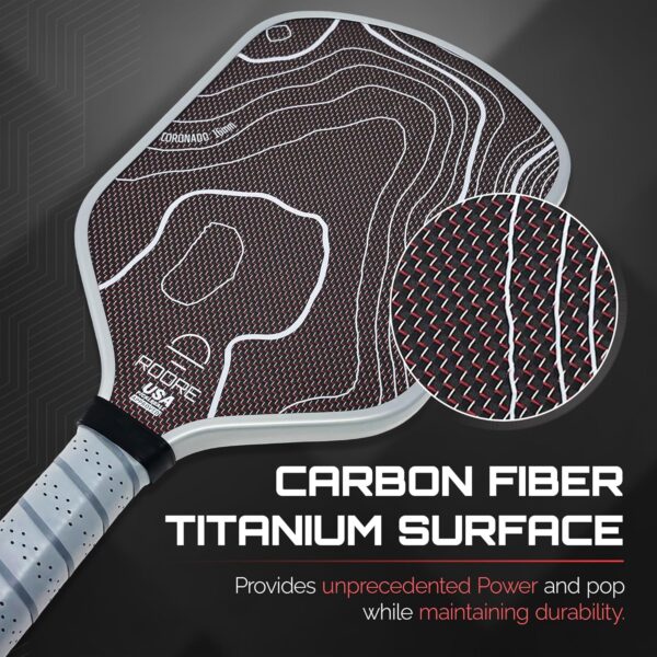 Titanium PET Carbon Fiber Pickleball Paddle Racket - Thermoformed and Edge Foam Injected Hybrid Shape 16mm Pickleball Paddles - USAP Approved USAPA Rackets (Hybrid, Titanium)