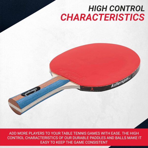 Killerspin Jet Set of 2 - Ping Pong Paddles Combo Package - Red & Black Table Tennis Rackets - 3 White Ping Pong Balls