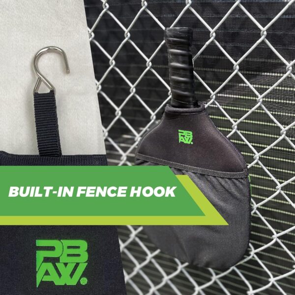 Neoprene Pickleball Paddle Cover - 2 Pockets - Fence Hook - Universal Size Case - Protective, Durable Sleeve - Protect Your Paddle from Scratches, Dings, Dents …