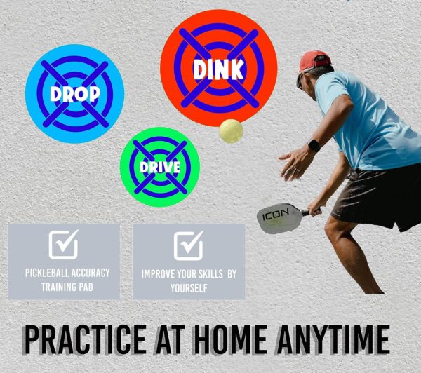 Pickleball Rebounder Training: Adhesive Targets for Pickleball Training-Transform Any Wall Into A Pickleball Court-Improve Your Pickleball Game-Set of 3 Removable Vinyl Targets