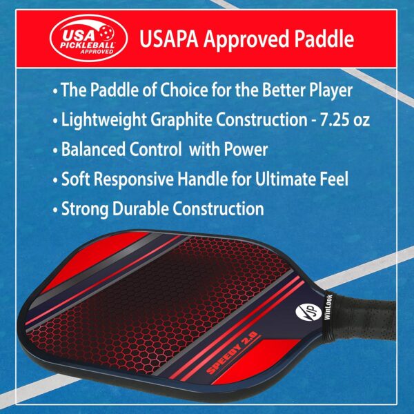JP WinLook Premium Pickleball Paddles Set – USAPA Pickleball Set - Graphite Carbon Fiber Rackets for Women & Men and Balls for Indoor or Outdoor Play - Racquets, Pickleballs & Carry Bag