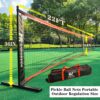 Pickleball Set with Net and Court Marker, 22 FT Regulation Size Pickleball Net System with Fiberglass Paddles Set of 4, Outdoor Pickleballs, Court Line Marker, Carry Bag for Driveway Backyards