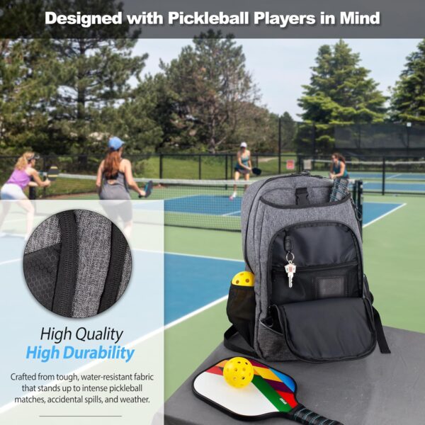 Flight Level Pickleball Backpack - Pickleball Bag for Men and Women - Fits 4 Paddles - Shoe Compartment, Fence Hook, Storage Pockets for Water Bottles, Pickleballs, Clothing, Racquet/Paddle Storage