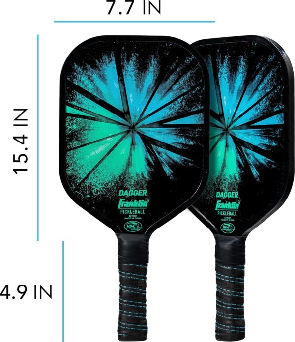 Franklin Sports Pickleball Paddle and Ball Set - (2) Dagger Fiberglass Rackets + (4) X-40 Balls - USA Pickleball (USAPA) Approved - 2 Player Set