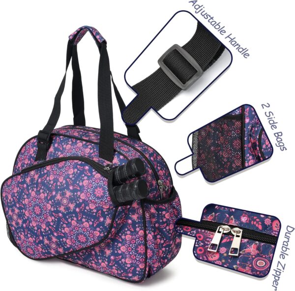 Boulder Bee Pickleball Bags, Premium Pickleball Tote Bag for Girls, Women’s Hand/Shoulder Gym Bag w Water Bottle Holder, with Pickleball Racquet/Paddle Holder