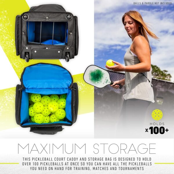 Franklin Sports Portable Pickleball Hopper Bag + Caddy - Pickleball Ball Retriever + Storage Bag - 100 Ball Rolling Hopper Basket for Balls - Training Equipment + Accessory