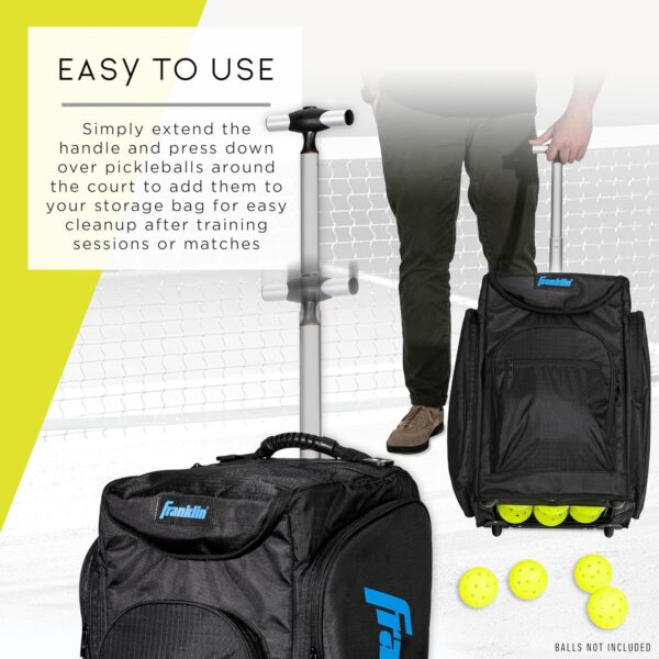 Franklin Sports Portable Pickleball Hopper Bag + Caddy - Pickleball Ball Retriever + Storage Bag - 100 Ball Rolling Hopper Basket for Balls - Training Equipment + Accessory