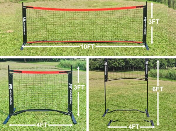 Hoverphenix 10FT Mini Pickleball Net, 4FT Adjustable Height Dink Training Rebounder Net with Paddles Set of 2, Pickleballs and Carry Bag for Outdoor Indoor Driveway Game, Easy Setup