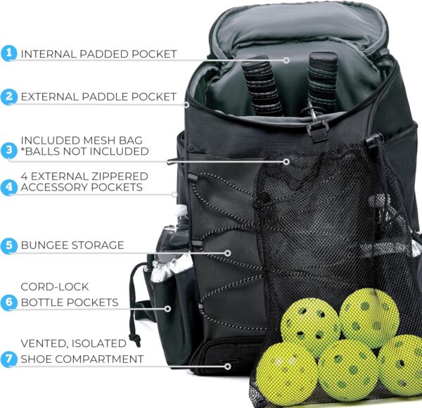 Athletico 35L Pickleball Backpack - Pickleball Bags for Men or Women Includes Pickleball Ball Holder