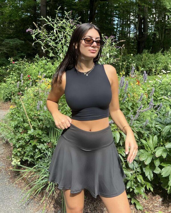 Real Essentials 4 Pack: Women's High Waisted Tennis Skirts Skater Skort Tummy Control Golf Shorts Pockets (Available in Plus)