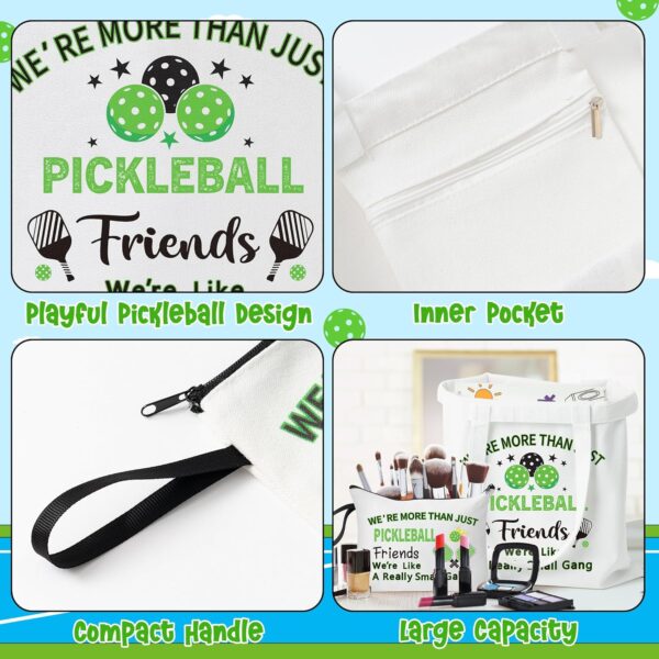 Y1tvei Pickleball Canvas Tote Bag - 2Pcs Pickleball We're More Than Just Friends Cosmetic Tote Bag Set, Reusable Grocery Folding Shopping Bag, Funny Unique Pickleball Gifts for Women Pickleball Lovers