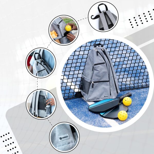 Premium Pickleball Bag for Women & Men with Pickleball | Pickleball Accessories Bag | Water Resistant Pickleball Backpack with Large Capacity, Multiple Pockets to hold Paddles, Balls, Bottle, Towels