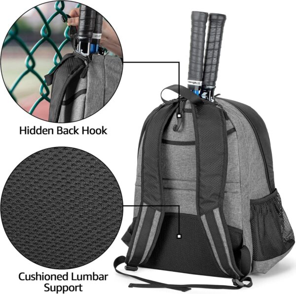 DSLEAF Tennis Backpack for 2 Rackets, Tennis Bag for Men/Women with Separate Shoe Space Hold A Pair of Shoes Up to US Mens 12and Multi-Pockets for Accessories