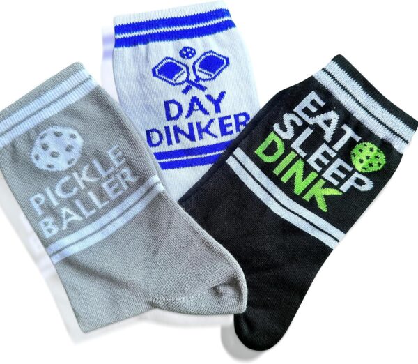 The Original 3 Pack Pickleball Socks Size 8-13 - Perfect Gifts For Pickleball Lovers and Accessories Pickle Ball Players Men and Women Outdoor Indoor Gift Accessory