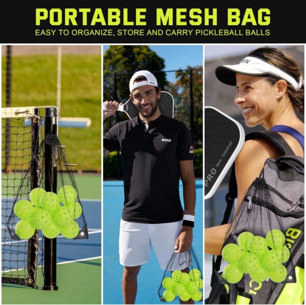 Sukeen Pickleball Balls Outdoor 40 Holes, High Bounce Pickleball Balls with Mesh Bag, High Visibility Pickle Balls for All Pickleball Paddles