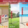 Badminton Sets for Backyards, Kids Volleyball Pickleball Combo Set with Net, Adjustable Width and Height (13.5ft/20ft Width x 7ft max Height) Portable Freestanding Rackets Set
