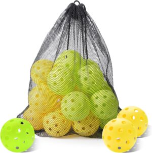 Sukeen Pickleball Balls Outdoor 40 Holes, High Bounce Pickleball Balls with Mesh Bag, High Visibility Pickle Balls for All Pickleball Paddles